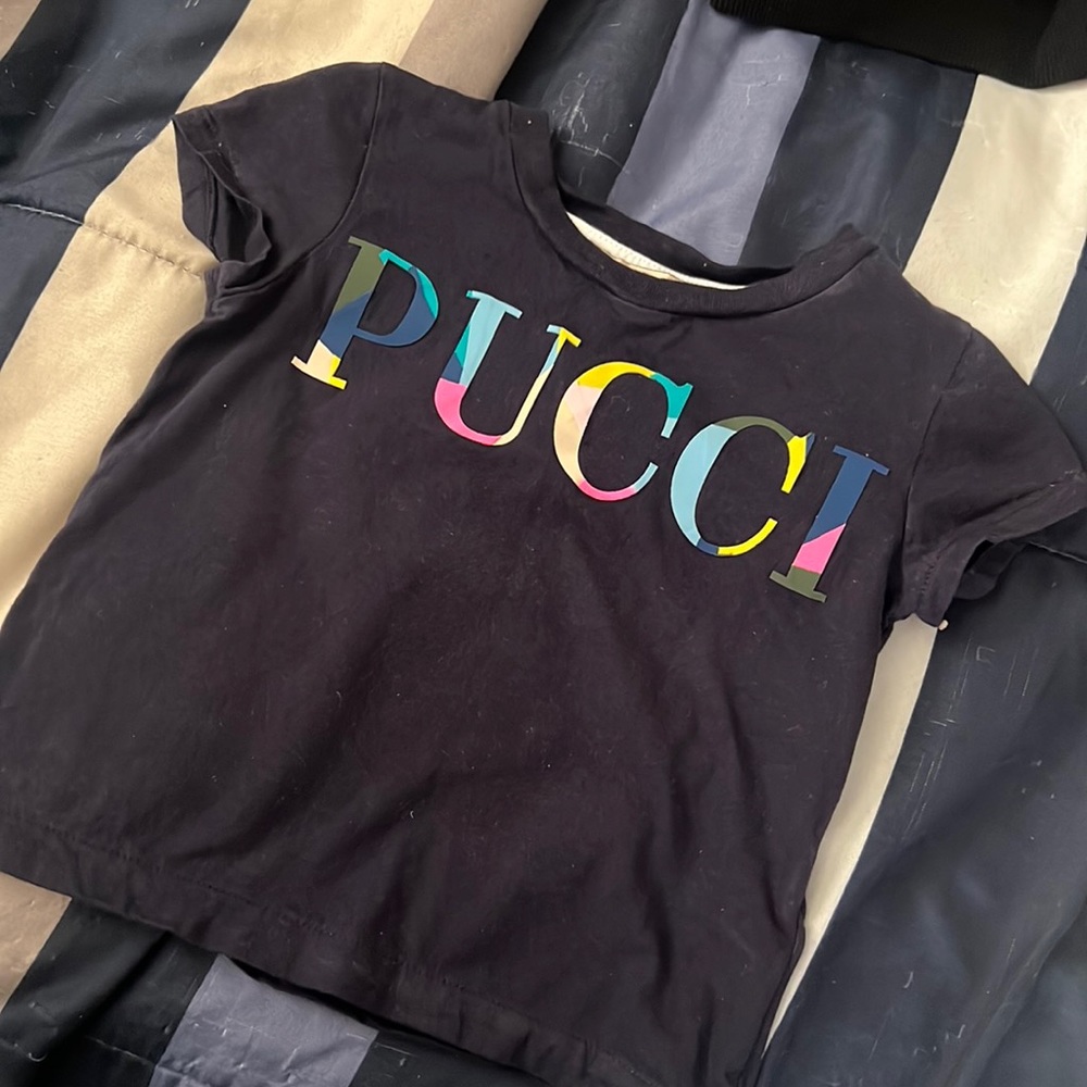 Emilio Pucci junior logo T-shirt navy blue